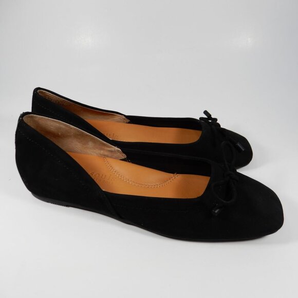 GENTLE SOULS Sailor Bow Ballet Flats Size 6.5 Black Suede Comfort NEW $159 - Picture 12 of 13
